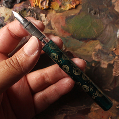 Caneta tinteiro Platinum Preppy de edição limitada - Verde com detalhes dourados (Kiku Karakusa) ponta 0.3
