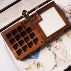 Estojo de viagem em madeira, 15 compartimentos vazios