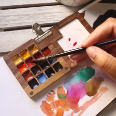 Estojo de viagem em madeira, 15 cores com tinta - qualidade profissional