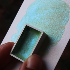 Pistache (verde com brilho azul) - aquarela oriental tipo gansai metalizada linha profissional