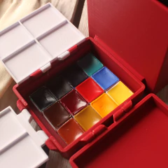 Pocket palette Cereja - mini estojo de tinta aquarela portátil 12 cores tamanho amostra - Pestilento Art