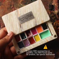 Estojo em plástico reciclado vazio para armazenar pastilhas de tinta aquarela, na cor madre pérola - loja online