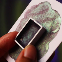 Salém (violeta com brilho verde) - aquarela oriental tipo gansai metalizada linha profissional