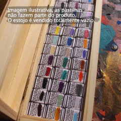 Estojo em madeira crua para armazenar pastilhas de tinta aquarela (estojo vazio) na internet