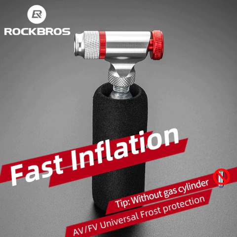 Bomba de bicicleta ROCKBROS cabeça inflável Mini bicicleta CO2 inflador CNC liga de alumínio portátil de ciclismo tampa de bomba de ar acessórios para bicicleta