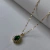 Conjunto Dorado Piedra Gota Verde Cubic