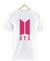 Remera BTS Logo Blanca Manga Corta 100% Algodón Peinado en internet