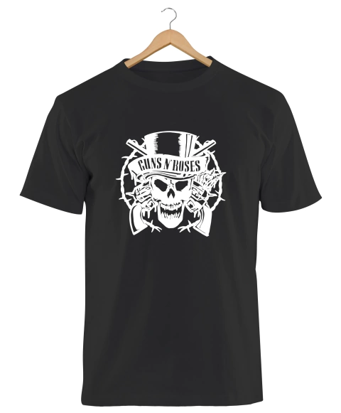 Remera Guns N Roses Calavera Negra Manga Corta 100% Algodón Peinado