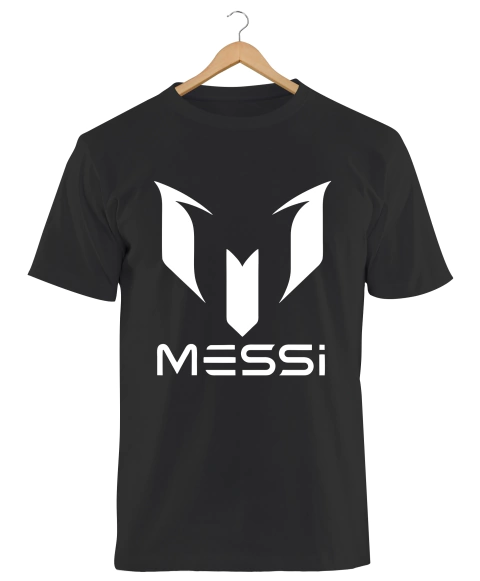 Remera Messi Logo Negra Manga Corta 100% Algodón Peinado