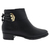 Bota feminina Beira Rio de salto baixo na cor preta, com detalhe em metal dourado na lateral.