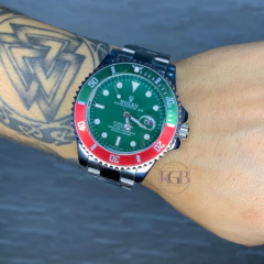 ROLEX SUBMARINER (PRATA/VERDE/VERMELHO)