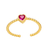 Anillo Corazón y zirconia - Cobre chapado en oro - Ajustable