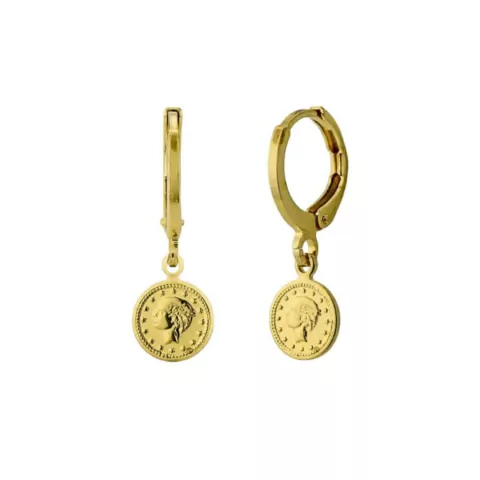 Brinco Argola Moeda Banhada a Ouro 18K