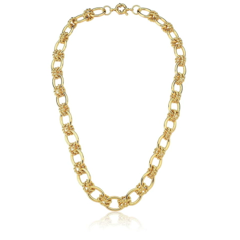 Colar Elos Lisos e Trançados Banhado a Ouro 18K