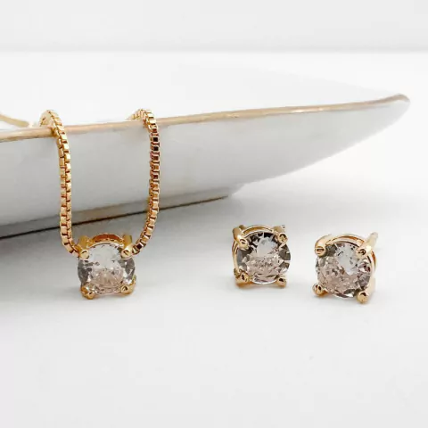 Conjunto Ponto de Luz Banhado a Ouro 18K