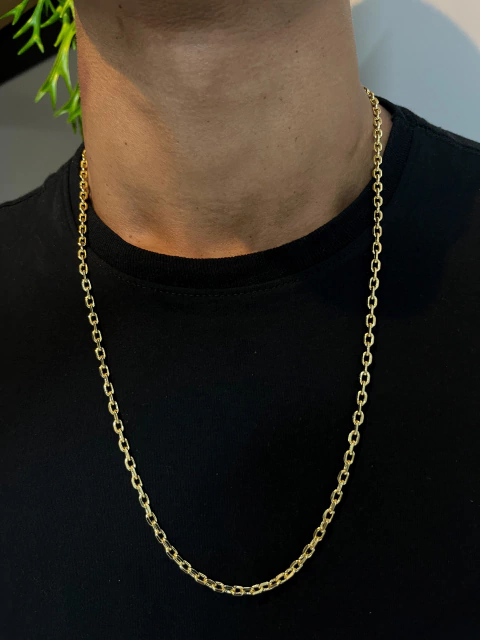 Corrente Cadeado 4mm Aprox 26gr Acabamento inove18k Fecho Canhão 70cm