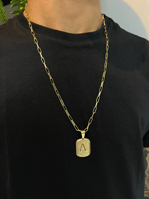Corrente Tijolinho 3,5mm + Pingente Letra Aprox 19gr Acabamento inove18k