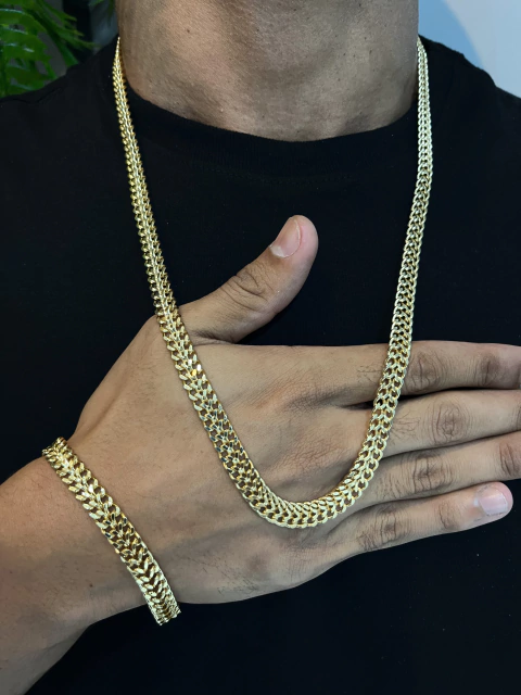 Corrente+ pulseira Pitbull duplo 10 mm fecho trava dupla 1 Ano De Garantia