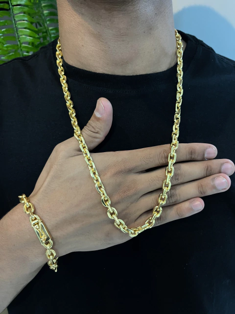 Kit Corrente+ Pulseira Cadeado 8 mm 1 Ano de garantia