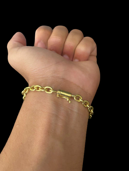 Pulseira Não Perde A Cor 100% Banhada a ouro Modelo Cadeado Comum 6 Mm Envia Hoje