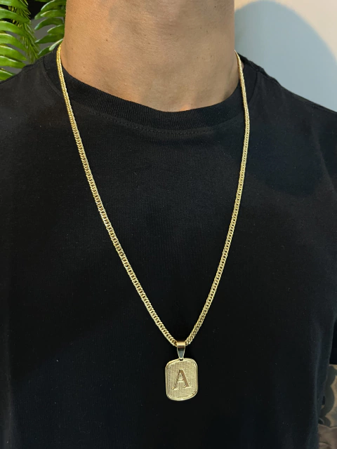 Corrente Grumet 4,5mm + Pingente Letra Aprox 27gr Acabamento inove18k