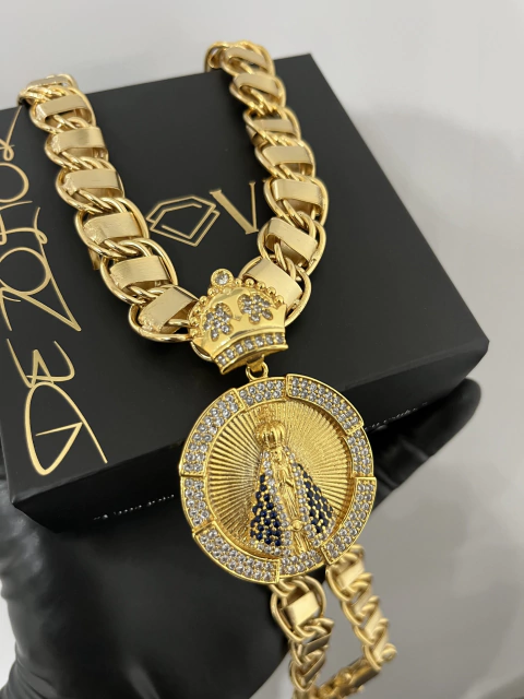 Corrente Dubai 13 mm Pingente NSA Detalhado