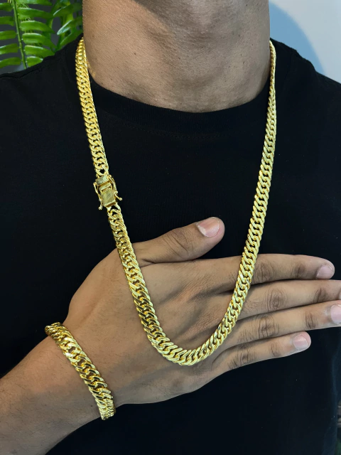 Kit Corrente e Pulseira grumet dupla 10 mm 1 Ano De Garantia