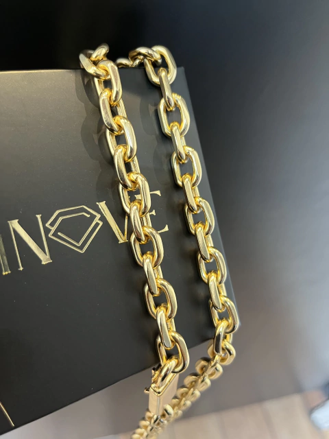 Corrente Cadeado 12mm Aprox 150gr Acabamento inove18k