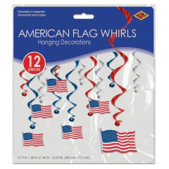 Decoración Colgante Bandera Americana 12 Pzas - Happy Fiesta