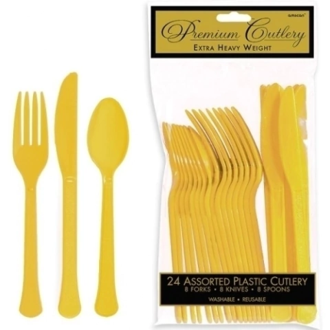 Cubiertos desechables color amarillo