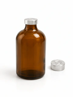 VIAL AMBAR 100CC CON TAPON BUTILO Y PRECINTO DE ALUMINIO - comprar online