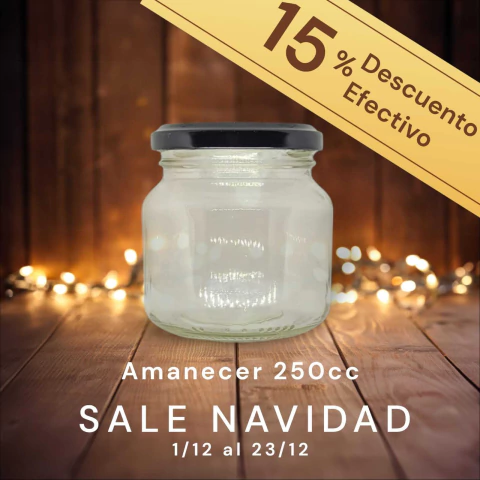 FRASCO DE VIDRIO AMANECER 250CC CON TAPA - comprar online