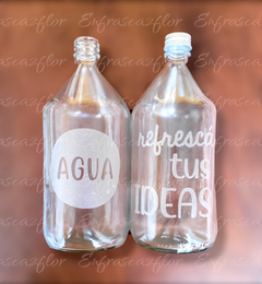 BOTELLA 1LT CON TAPA ALUMINIO MODELO JARABE CRISTAL