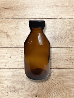 BOTELLA JARABE 125CC AMBAR CON ACCESORIO