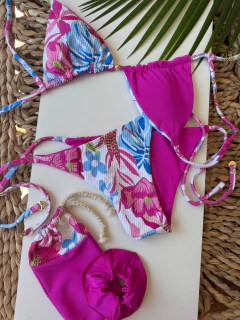 Biquíni cortininha dupla face semi fio (br/pink) M - comprar online