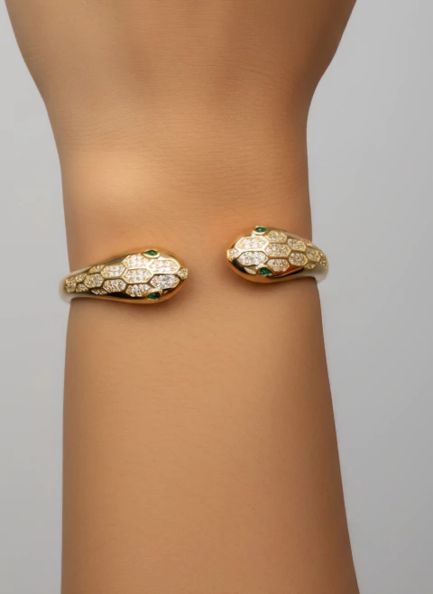 Bracelete em cobra todo com microzircônias ajustável - comprar online