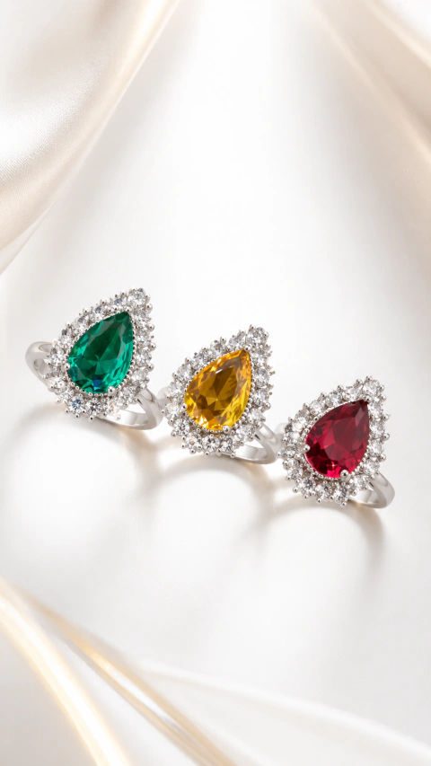 Anel colorido com zirconia tamanho 19