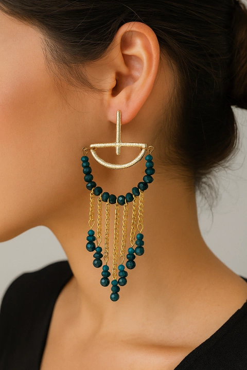 Brinco corrente verde grande - comprar online