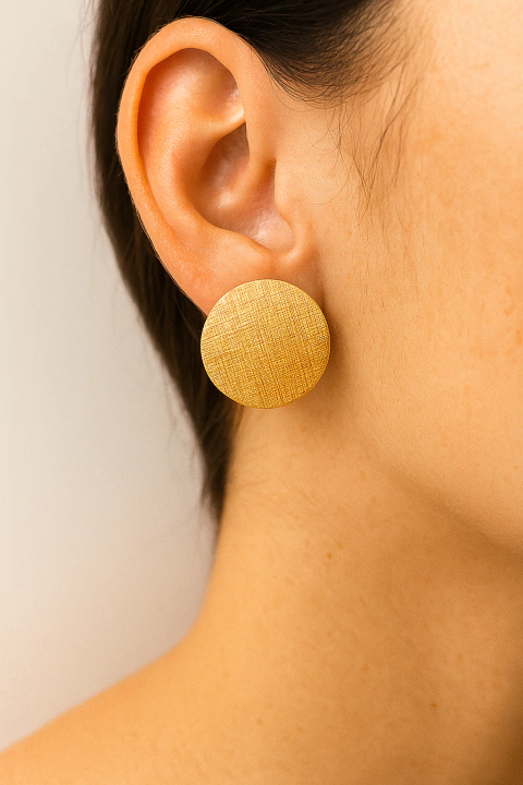 Brinco redondo pizza folheado - comprar online