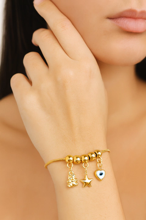 Pulseira folheada com berloques