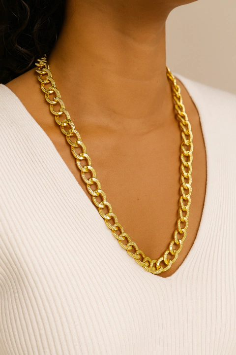 Colar Correntaria de alumínio dourado - comprar online