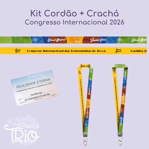 Kit Cordão + Crachá PVC Congresso Internacional 2026