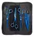 Kit Azul 3 Tesouras + Navalhete + Estojo Profissional
