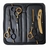 Kit Preto/Dourado 3 Tesouras + Navalhete + Estojo Profissional Qualidade Superior