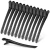 Kit com 12 presilhas prendedor de cabelo de metal na cor preta alinhadas em fundo branco