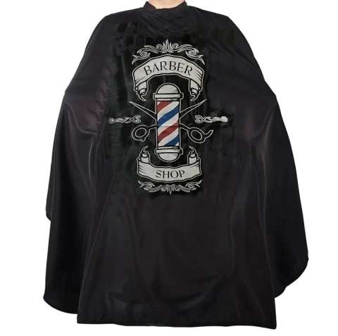 Capa de Corte Preta Barber Pole Ziper