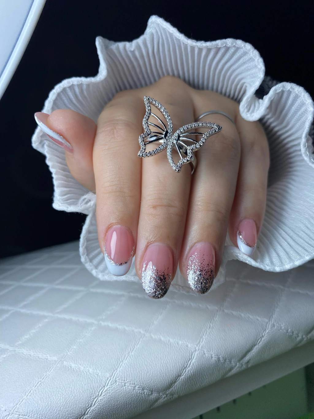 Anillo para fotos Mariposa plateado