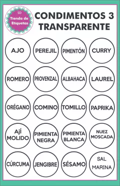 Stickers Condimentos Resistente al agua - comprar online