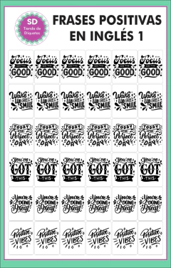 Stickers Frases Positivas en Inglés 1 con fondo Transparente - comprar online