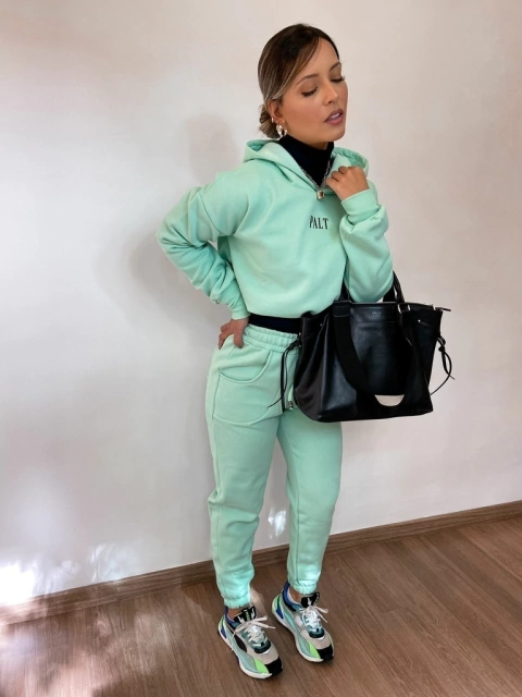 MOLETOM CROPPED VERDE ÁGUA